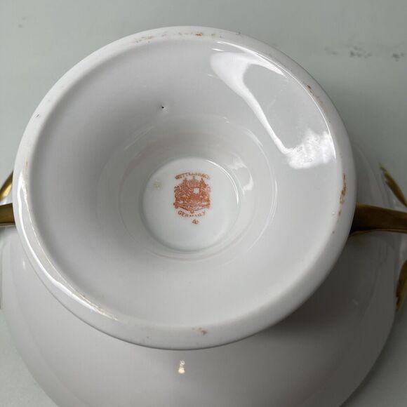 Fraureuth Germany Lidded Vegetable Serving Dish Bowl Tureen Gold Porcelain Deco - Picture 7 of 8
